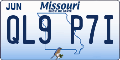 MO license plate QL9P7I