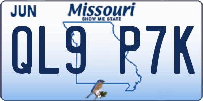 MO license plate QL9P7K