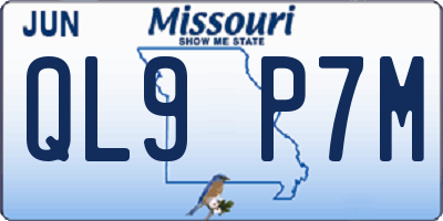 MO license plate QL9P7M