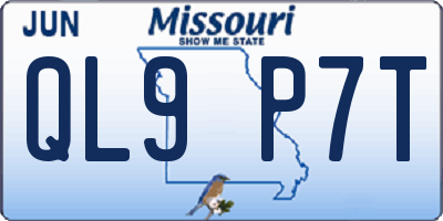 MO license plate QL9P7T