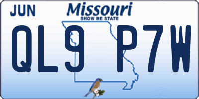 MO license plate QL9P7W