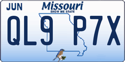 MO license plate QL9P7X