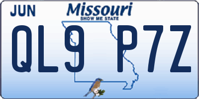 MO license plate QL9P7Z
