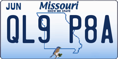 MO license plate QL9P8A