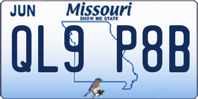 MO license plate QL9P8B