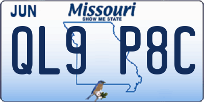 MO license plate QL9P8C