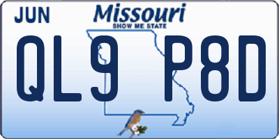 MO license plate QL9P8D