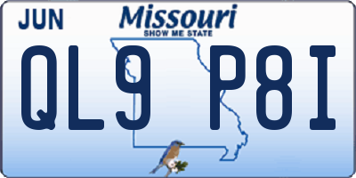 MO license plate QL9P8I