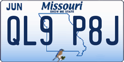 MO license plate QL9P8J