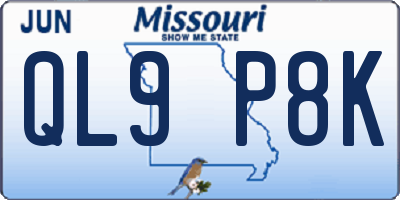 MO license plate QL9P8K