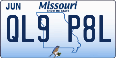 MO license plate QL9P8L