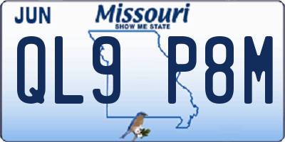 MO license plate QL9P8M