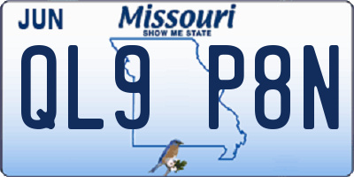 MO license plate QL9P8N