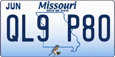 MO license plate QL9P8O
