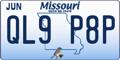 MO license plate QL9P8P