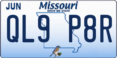 MO license plate QL9P8R