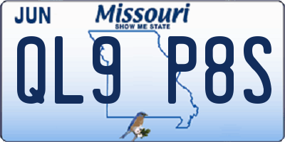MO license plate QL9P8S