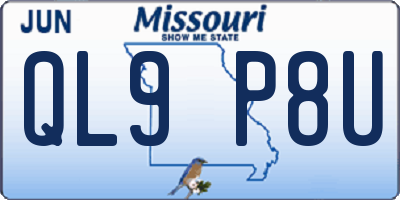 MO license plate QL9P8U