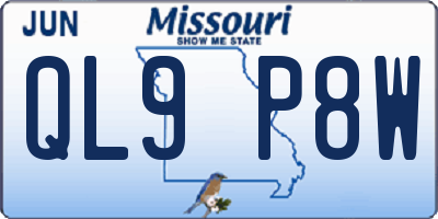 MO license plate QL9P8W