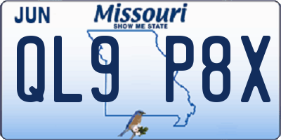 MO license plate QL9P8X