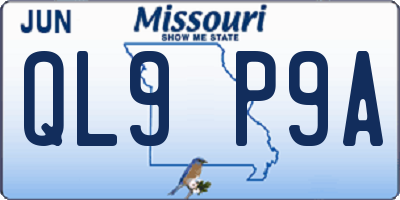 MO license plate QL9P9A