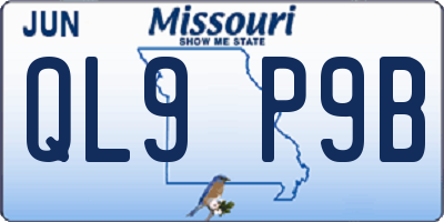 MO license plate QL9P9B