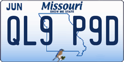MO license plate QL9P9D