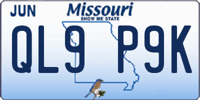 MO license plate QL9P9K