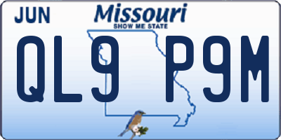 MO license plate QL9P9M