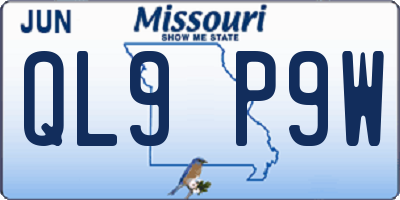 MO license plate QL9P9W