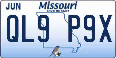 MO license plate QL9P9X