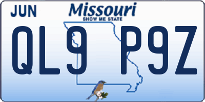 MO license plate QL9P9Z