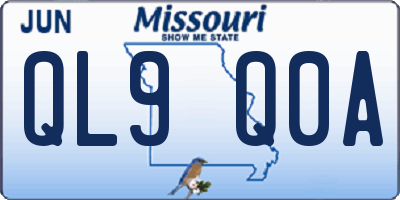 MO license plate QL9Q0A