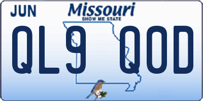 MO license plate QL9Q0D