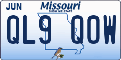 MO license plate QL9Q0W