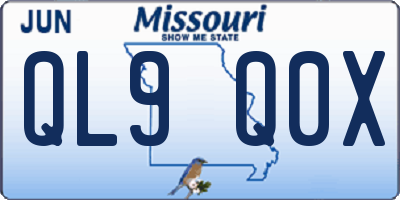 MO license plate QL9Q0X