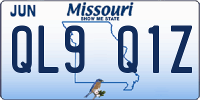 MO license plate QL9Q1Z