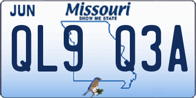 MO license plate QL9Q3A