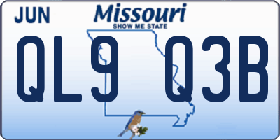 MO license plate QL9Q3B