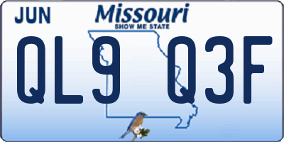 MO license plate QL9Q3F
