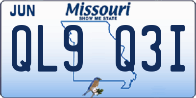 MO license plate QL9Q3I