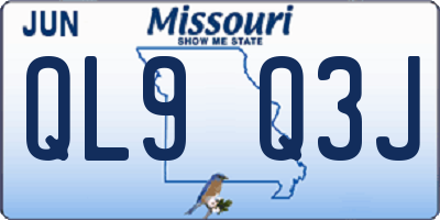 MO license plate QL9Q3J