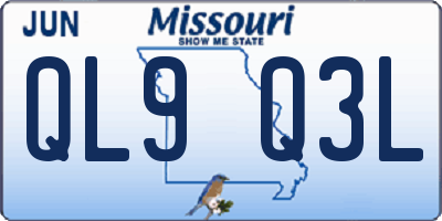 MO license plate QL9Q3L