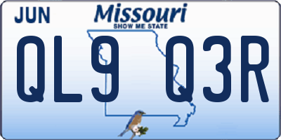 MO license plate QL9Q3R