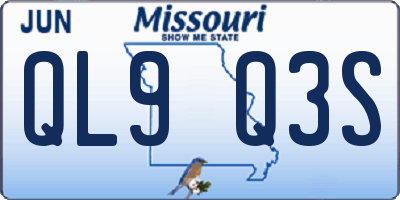 MO license plate QL9Q3S