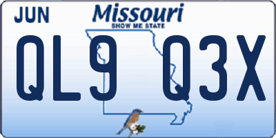 MO license plate QL9Q3X