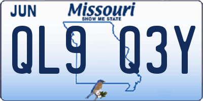 MO license plate QL9Q3Y