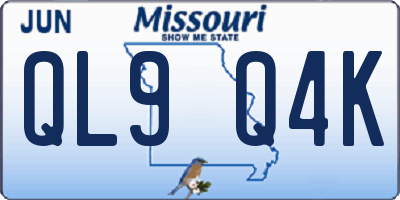 MO license plate QL9Q4K