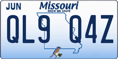 MO license plate QL9Q4Z