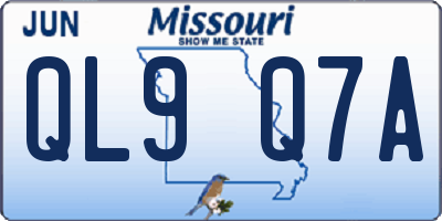 MO license plate QL9Q7A